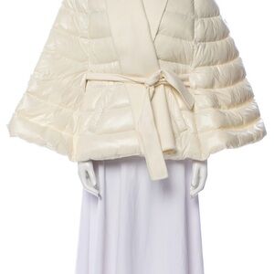 Mackage Cream Quilted Belted Cape